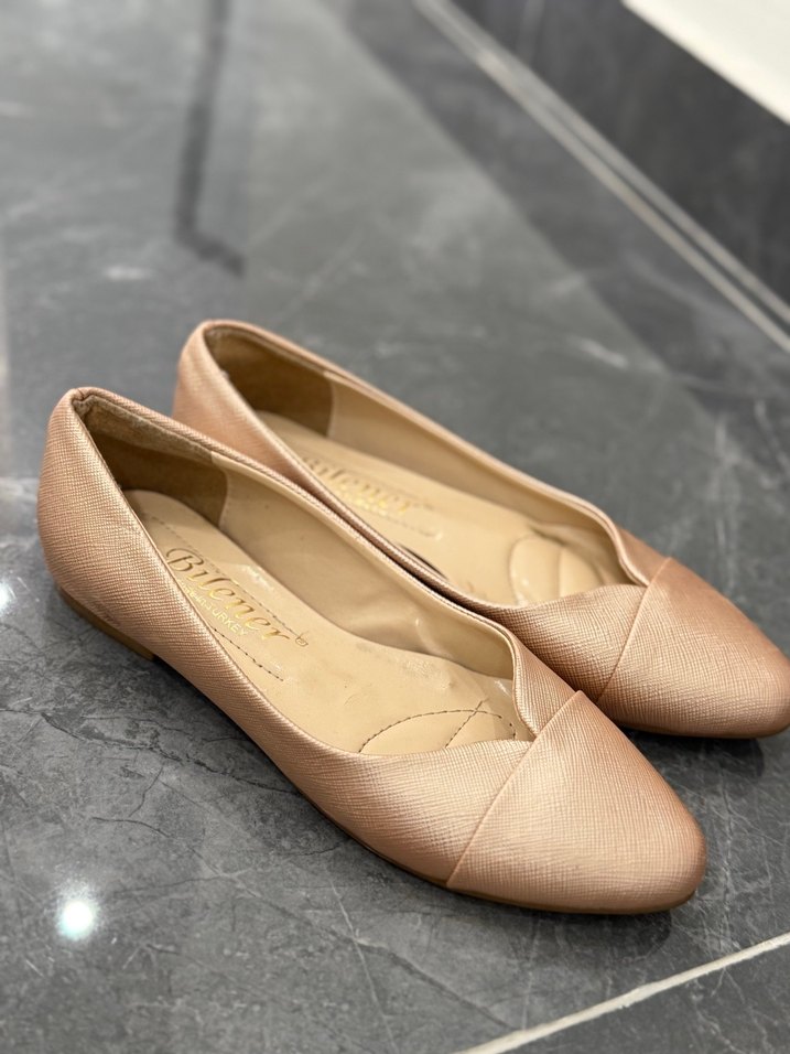 Bej Parlak Stiletto Topuklu Kadın Babet - Görsel 2