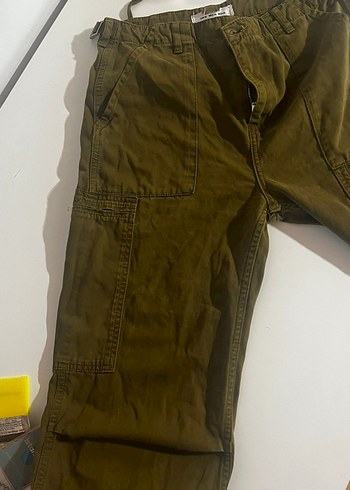 Kadın Haki Keten Rahat Kesim Fermuarlı Pantolon - Görsel 8