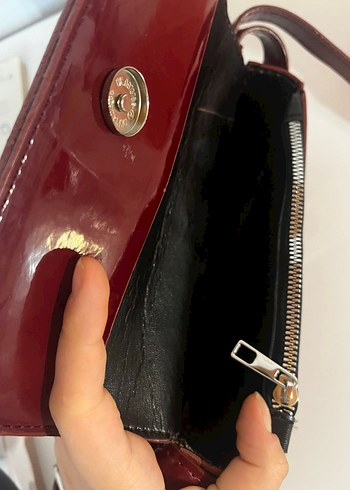 Bordo Deri Kadın Omuz Çantası - Görsel 3