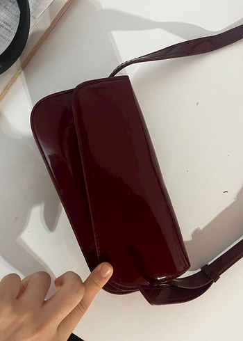Bordo Deri Kadın Omuz Çantası - Görsel 2
