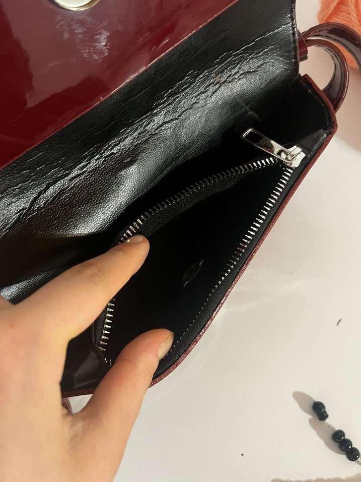 Bordo Deri Kadın Omuz Çantası - Görsel 4