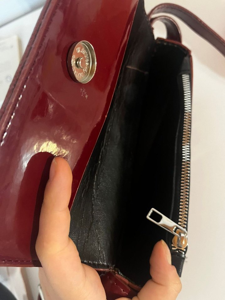 Bordo Deri Kadın Omuz Çantası - Görsel 3