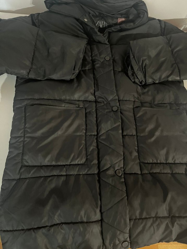 Zara Siyah Fermuarlı kiz cocuk montu - Görsel 5