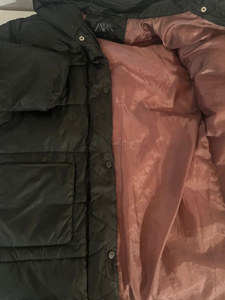 Zara Siyah Fermuarlı kiz cocuk montu - Görsel 4