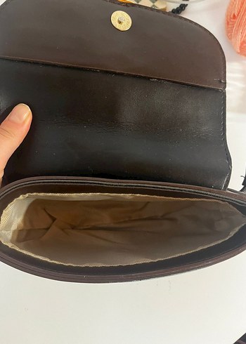 Kahverengi Deri Kadın Çanta Tokalı - Görsel 3