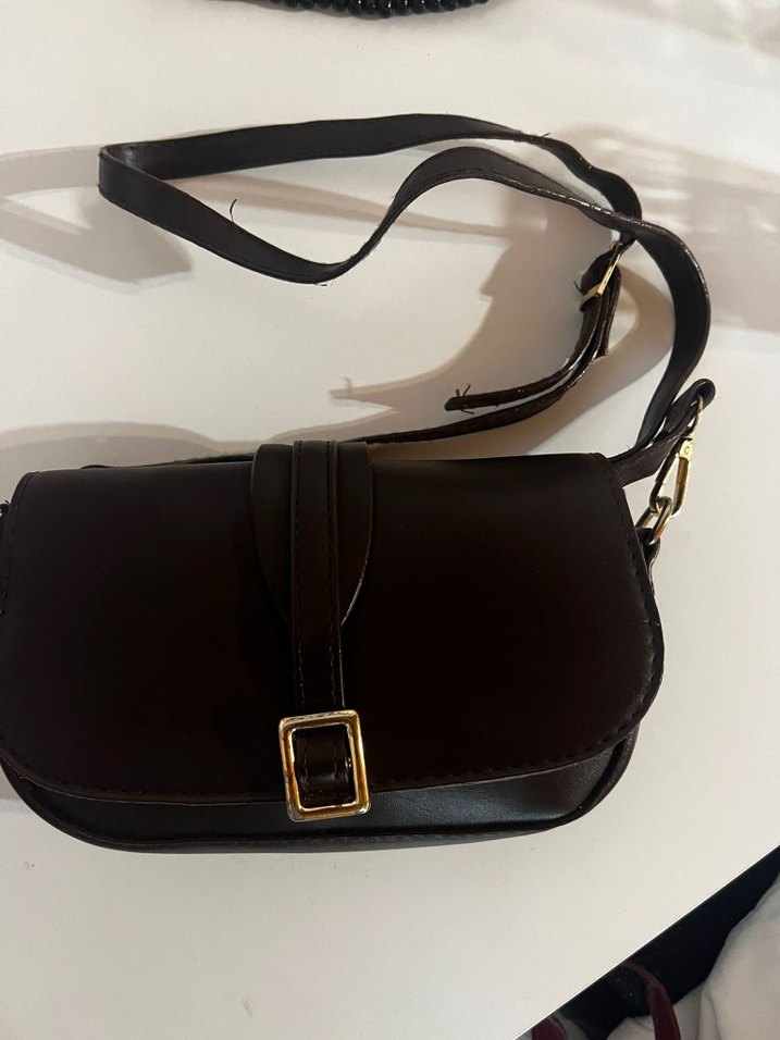 Kahverengi Deri Kadın Çanta Tokalı - Görsel 2