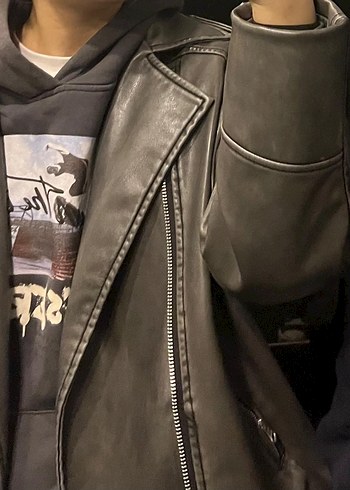 pull and bear unisex deri ceket - Görsel 10
