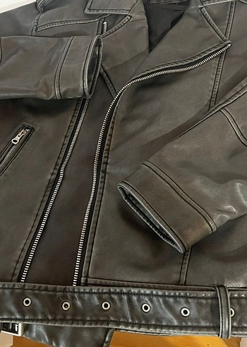 pull and bear unisex deri ceket - Görsel 2