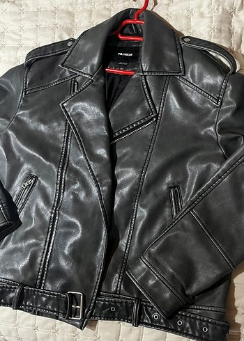 pull and bear unisex deri ceket - Görsel 6
