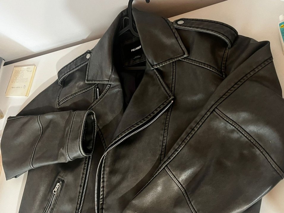 pull and bear unisex deri ceket - Görsel 3