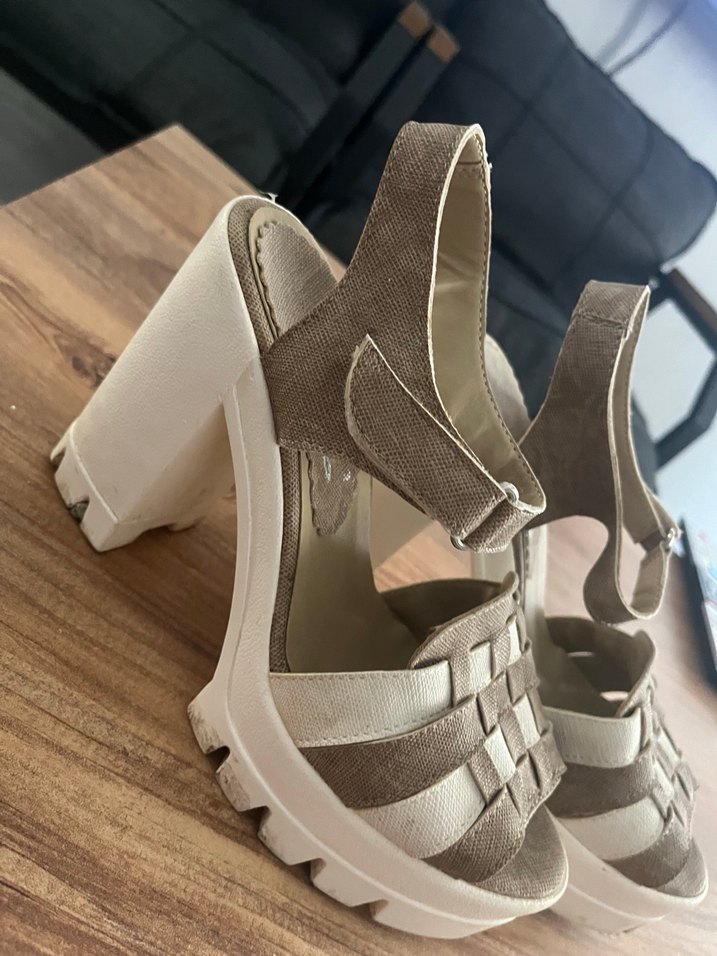 Bej zebra Desenli Platform Topuklu Kadın Ayakkabı - Görsel 3