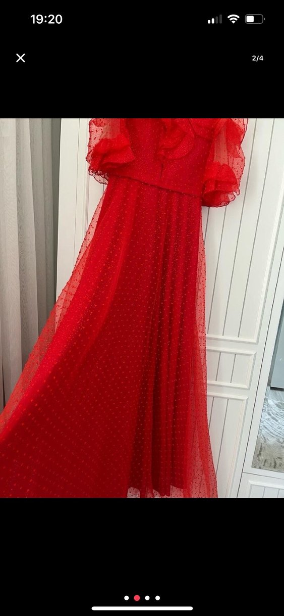 Kırmızı Uzun Abiye Elbise - Görsel 3