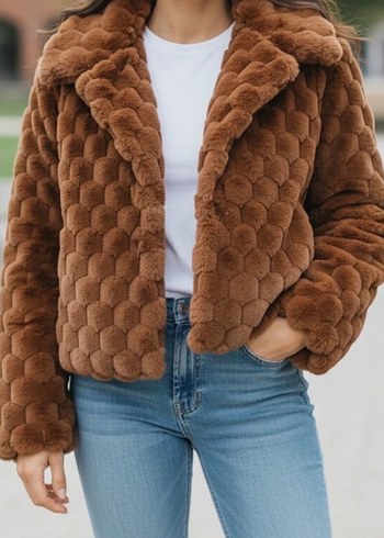 Kahverengi Kadın Peluş Kaban - Görsel 3