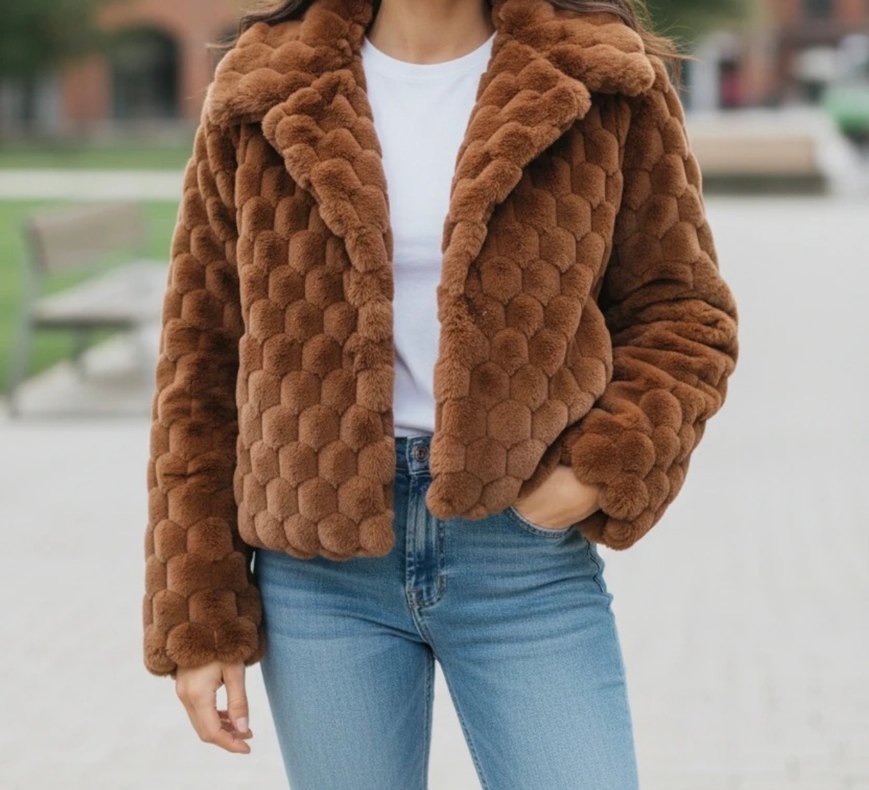 Kahverengi Kadın Peluş Kaban - Görsel 3