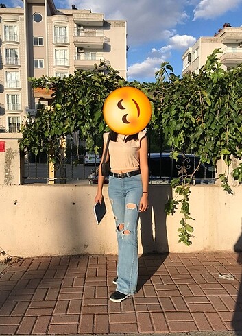 36 Beden Kadın İspanyol paça kot pantolon