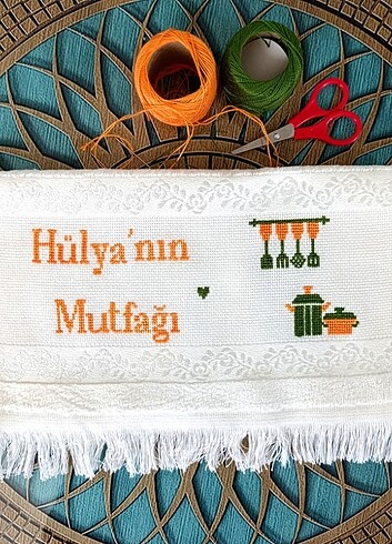 Özdilek İsimli mutfak havlusu etamin havlu kanaviçe havlu