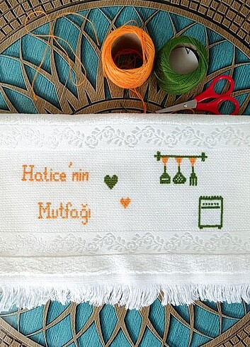 İsimli mutfak havlusu etamin havlu kanaviçe havlu 