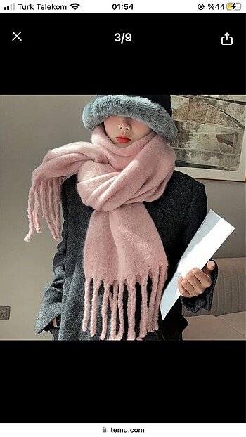 Beden toz pembe yumoş atkı