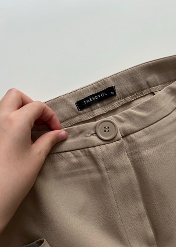 xs Beden camel Renk tmilla ispanyol paça kumaş pantolon