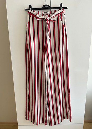 Pull&Bear Çizgili Saten Palazzo Pantolon
