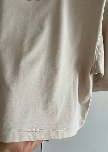 xs Beden Bej Kısa Kollu Oversize Basic Tişört