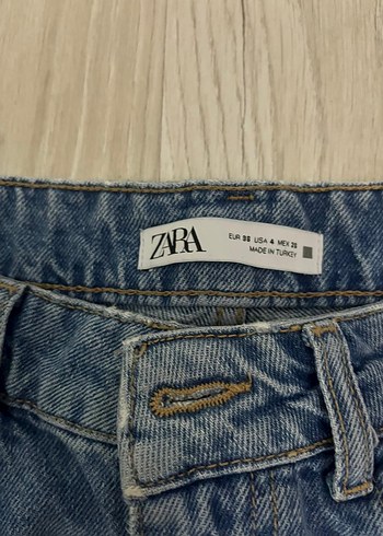 Zara Mavi Midi Boy Regular Fit Denim Pantolon