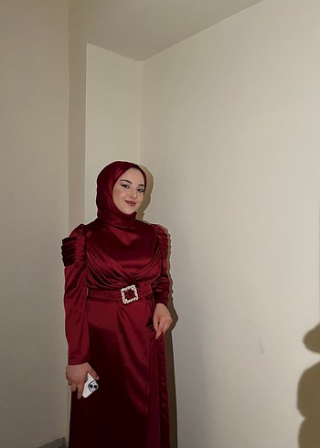 42 Beden Parlak Bordo Normcore abiye