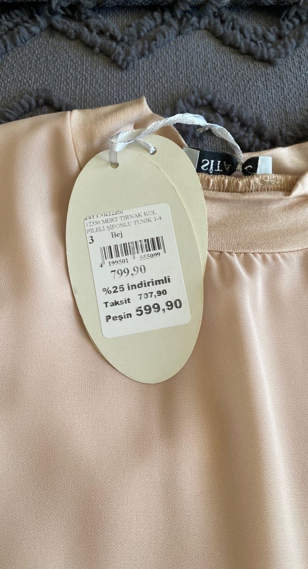 Bej Saten  Midi gömlek içi tunik - Görsel 5