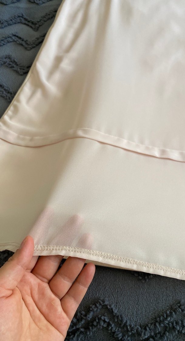 Bej Saten  Midi gömlek içi tunik - Görsel 2