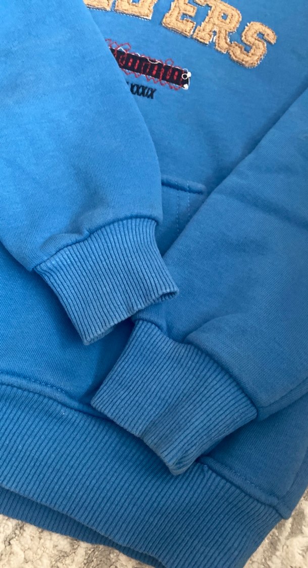 Kapüşonlu Mavi Erkek Çocuk Sweatshirt - Görsel 4