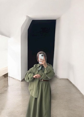 Diğer Kadin Haki Uzun Kollu Muslin Kumas Etekli Takim