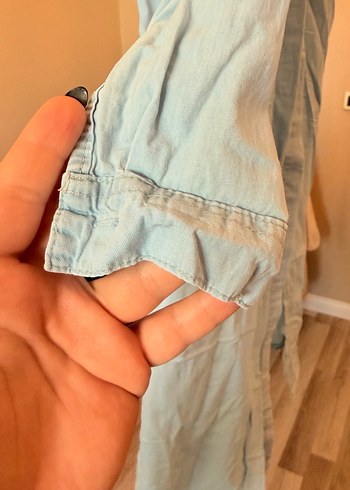 Açık kot mavisi Uzun Düğmeli gömlek - Görsel 3