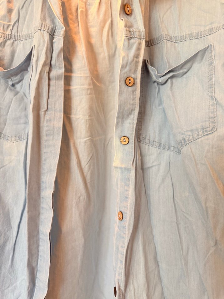 Açık kot mavisi Uzun Düğmeli gömlek - Görsel 2