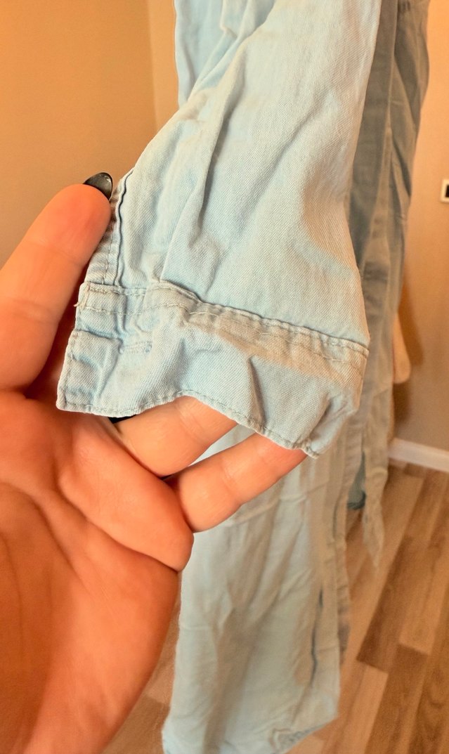 Açık kot mavisi Uzun Düğmeli gömlek - Görsel 3