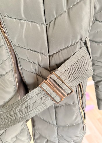 Yeşil Kemerli Kadın Kışlık Mont - Görsel 2