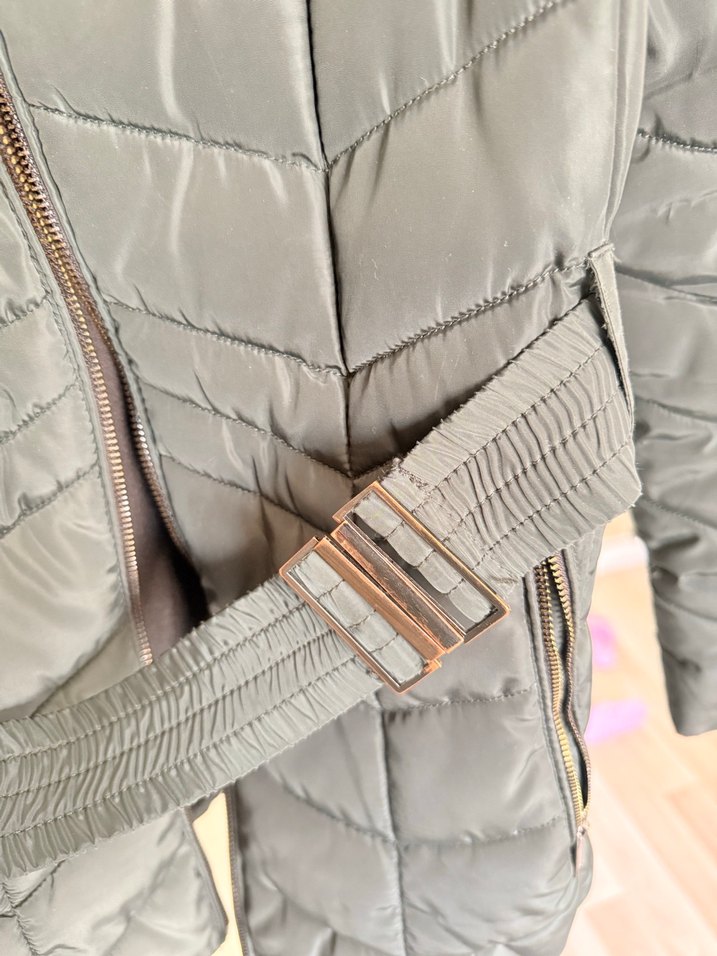 Yeşil Kemerli Kadın Kışlık Mont - Görsel 2