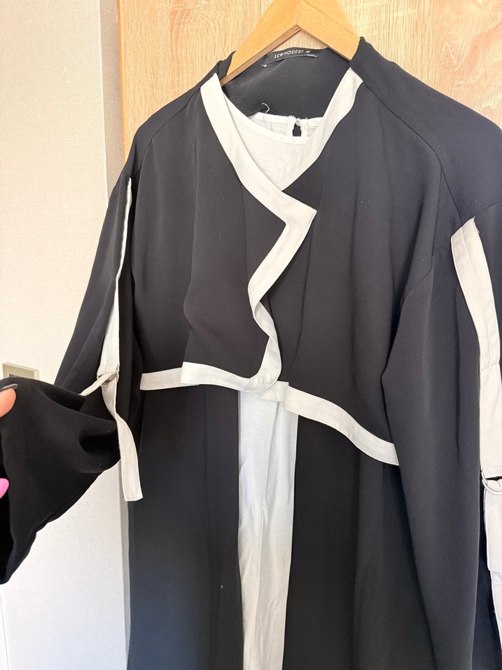 Uzun lacivert beyaz iki parça - Görsel 5