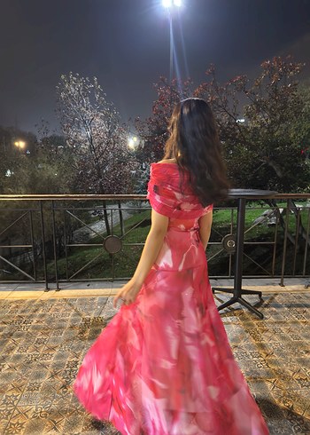 Pembe Straplez Salaş Uzun Elbise - Görsel 2