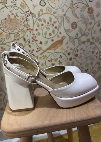 Beyaz Platform Topluklu Gelin Aykkabısı - Görsel 3