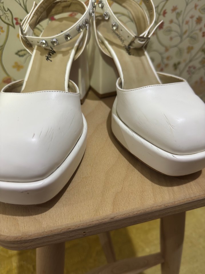 Beyaz Platform Topluklu Gelin Aykkabısı - Görsel 4