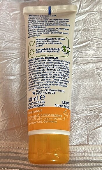 Beden Nivea yüz güneş kremi