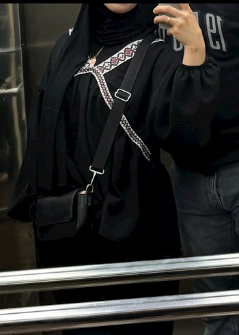 Gri Nakışlı Salaş Hamile Triko - Görsel 2