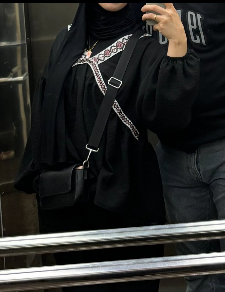 Gri Nakışlı Salaş Hamile Triko - Görsel 2