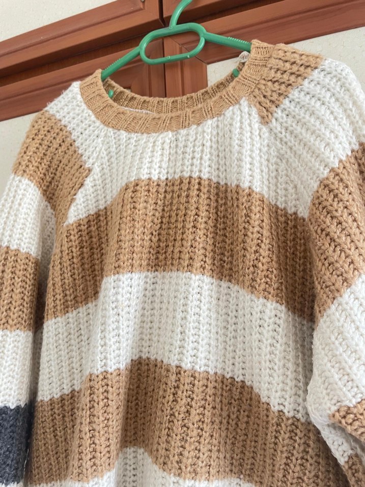 Bohem Çizgili Örgü Kadın Kazak - Görsel 3