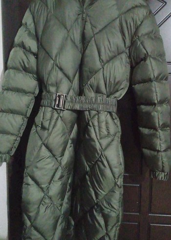 Kemerli Uzun Kadın Kışlık Mont - Görsel 2