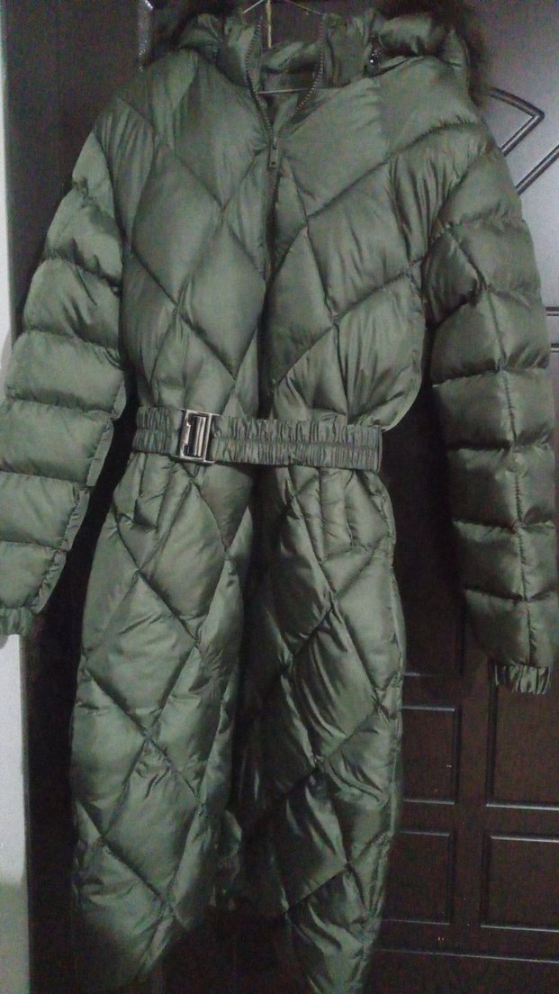 Kemerli Uzun Kadın Kışlık Mont - Görsel 2