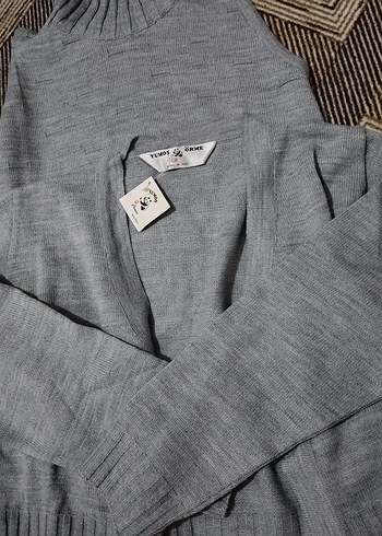 Gri Uzun Kollu Boğazlı Kadın Elbise - Görsel 2