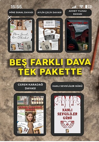 Beş paket dedektiflik oyunu dosyası