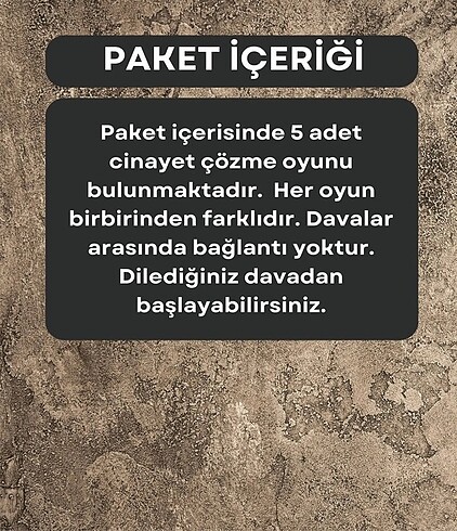 Beş paket dedektiflik oyunu dosyası