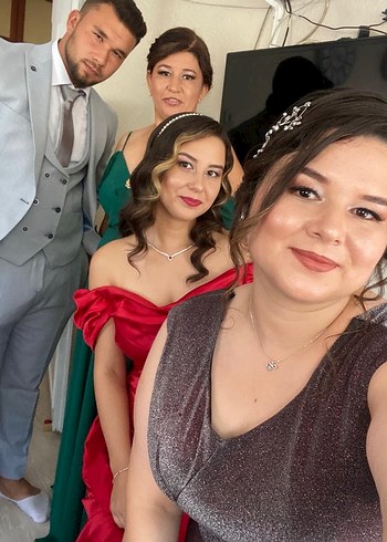 Saten kırmızı abiye - Görsel 5